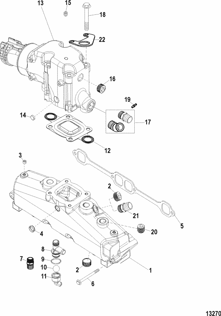 Exploded diagram for Exhaust Manifold & Elbow