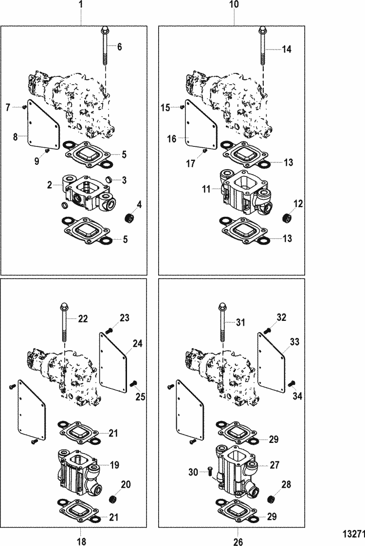 Exploded diagram for Exhaust Risers
