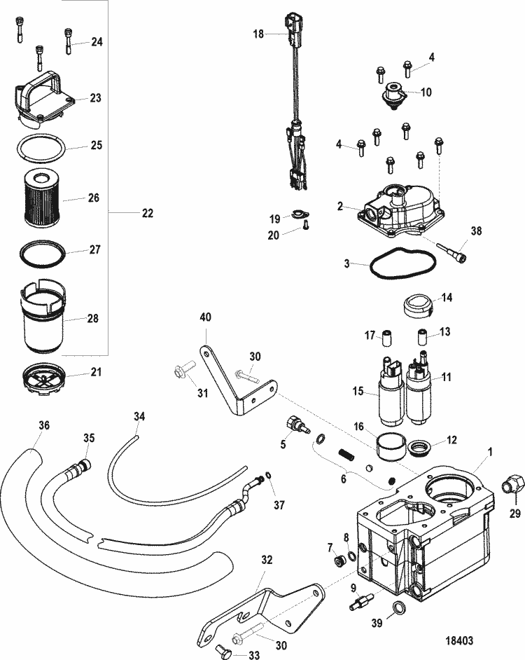 Exploded diagram for Fuel Supply Module, Bravo