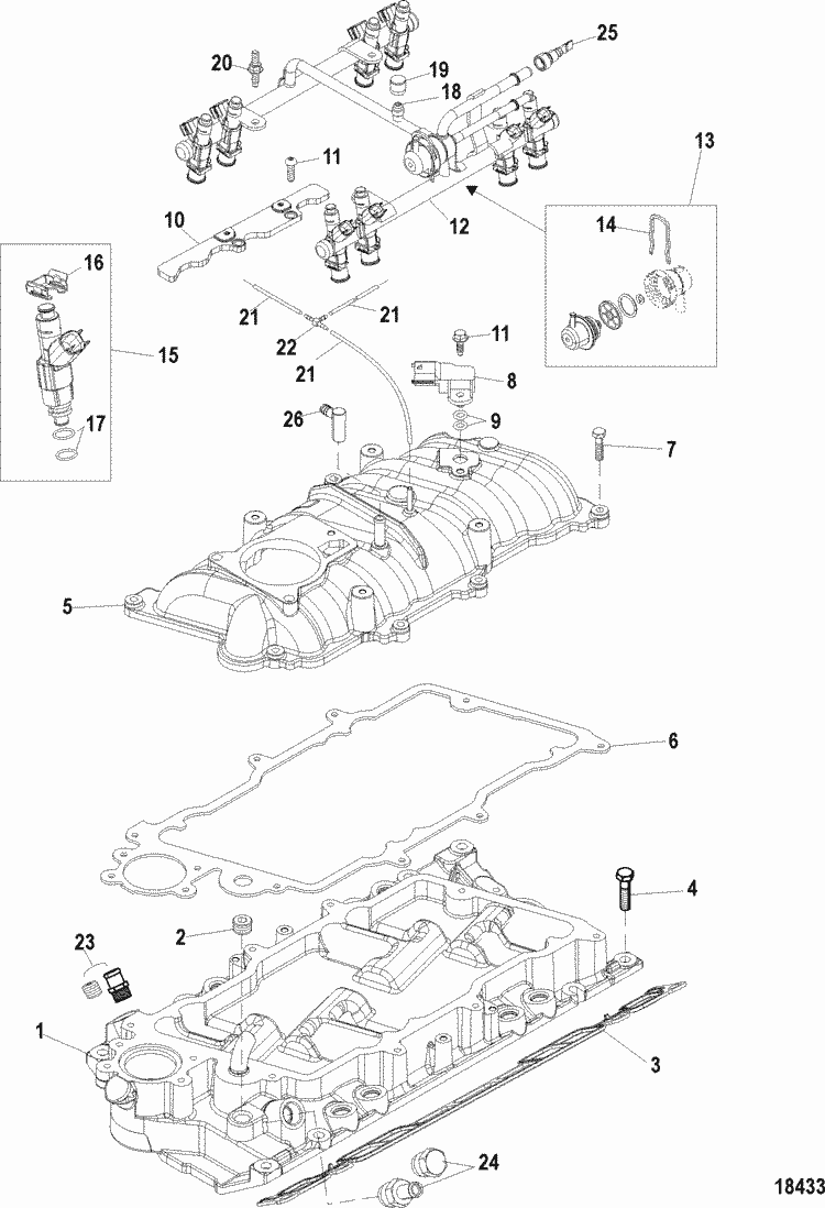 Exploded diagram for Intake Manifold & Fuel Rail