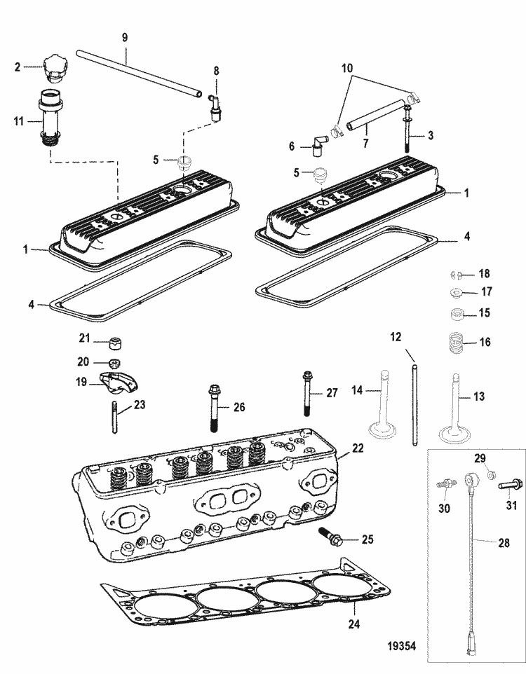 Exploded diagram for Cylinder Head & Rocker Cover
