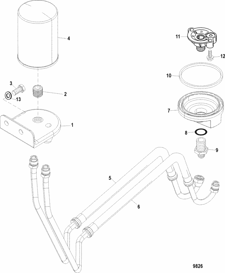 Exploded diagram for Remote Oil Filter Assembly