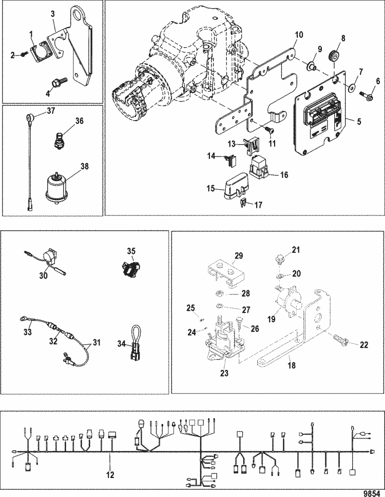 Exploded diagram for Electrical Components(Mechanical Throttle & Shift)